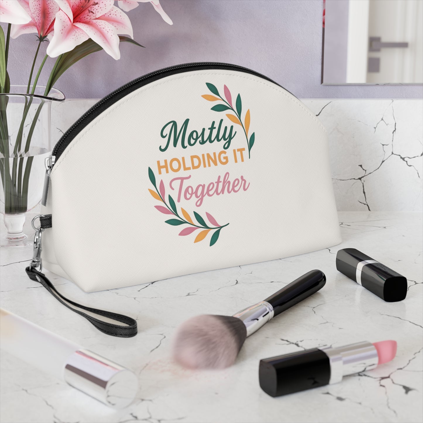 Mostly Holding It Together Makeup Bag, Travel Cosmetic Case, Makeup Organizer, Gift for Her