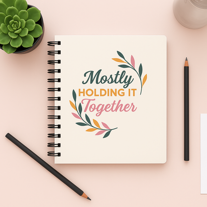 Mostly Holding It Together™ Spiral Journal Daily Planner, Gratitude & Self-Care Notebook