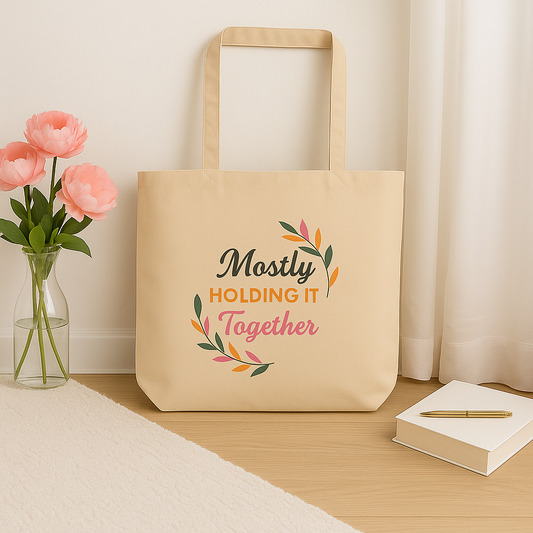 Mostly Holding It Together™ Reusable Shopping Bag, Cute Gift for Friends, Earth Day, Travel Bag